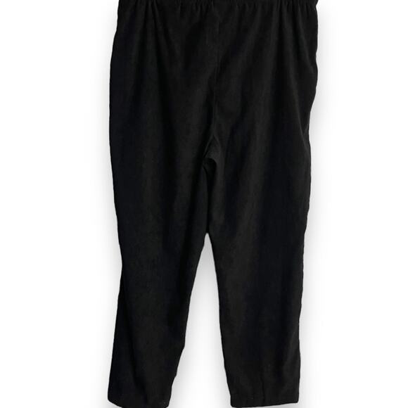 Erika Straight Leg Faux Suede Pants Women's L Black Floral Embroidery Casual VTG - Picture 8 of 12